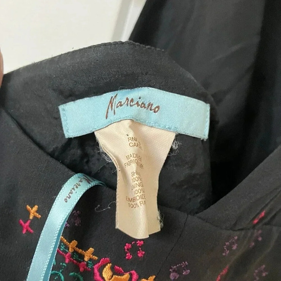 Marciano Silk Black Tiered Embroidered Halter Dress Womens Small Long Maxi - Picture 8 of 8